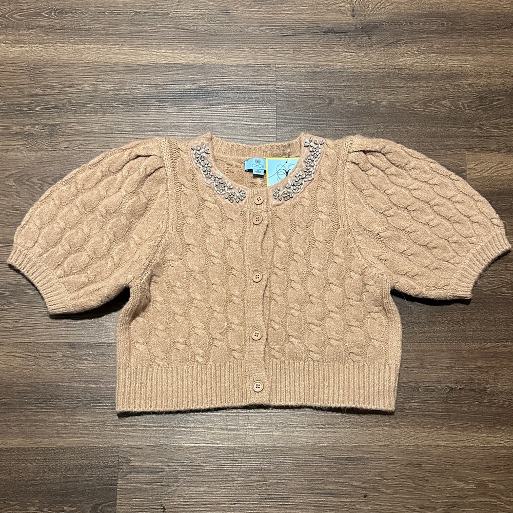 NWT CECE PUFF SHORT SLEEVE CARDIGAN